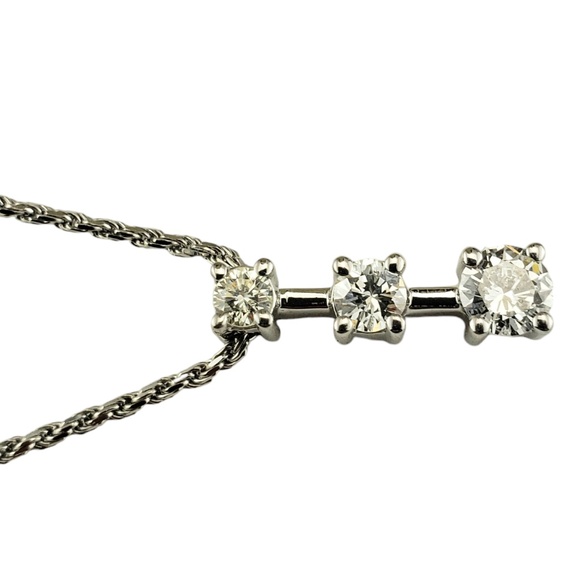 14 Karat White Gold 3 Diamond Pendant Necklace #18916 - Picture 4 of 7
